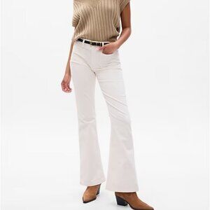 NWT GAP High Rise Corduroy 70s Flare Pants Women's Size 34/18 Ivory Beige